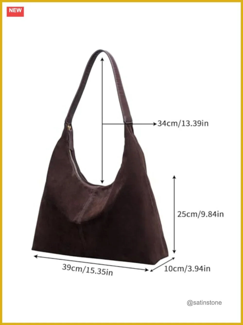 Suede Leather Hobo Shoulder Bag Slouchy Tote Handbag Crescent Purse for Women